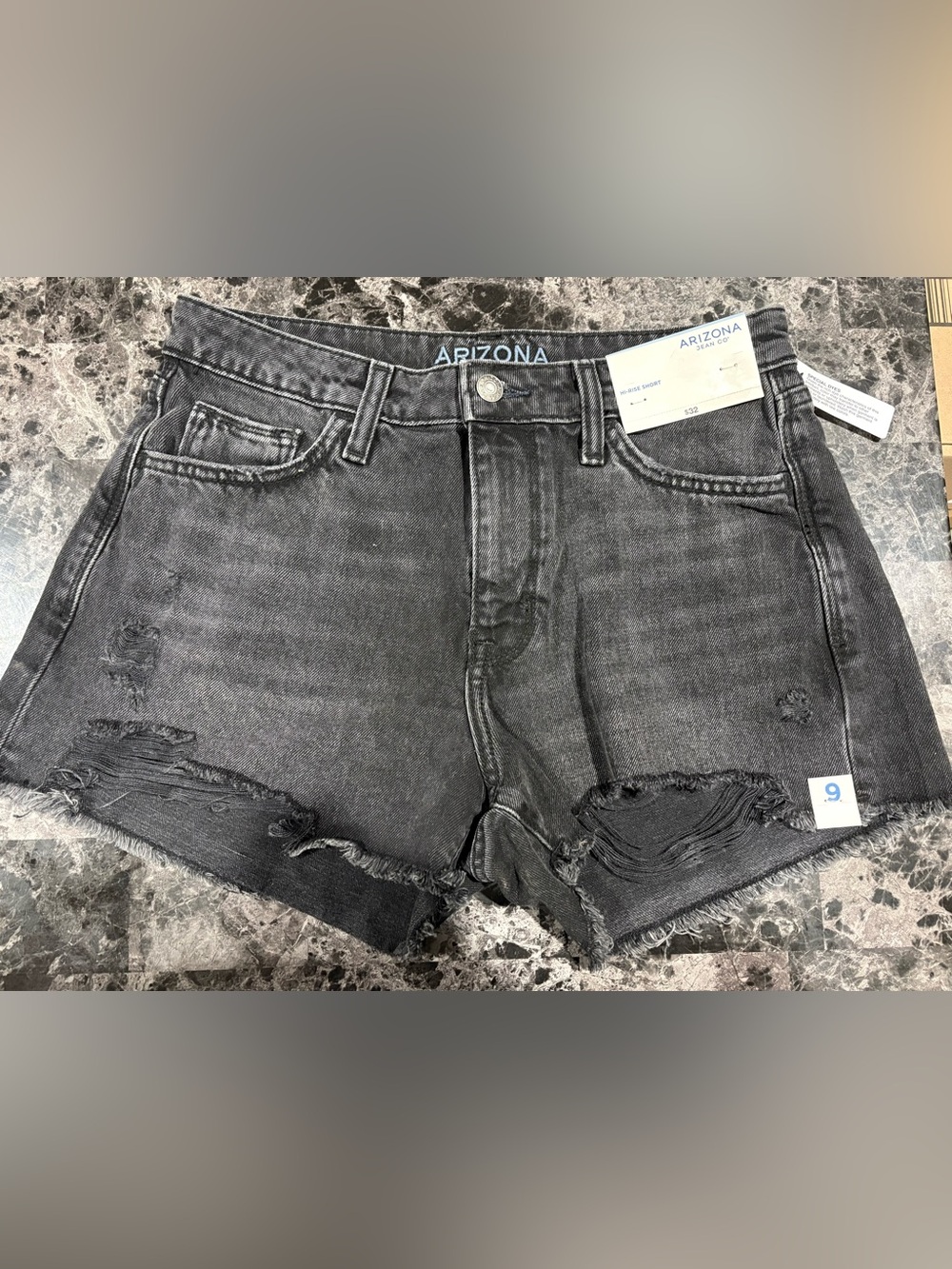 Arizona Jean Company High-Rise Washed Black Denim Shorts Size 9